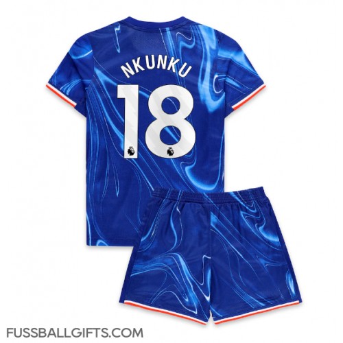 Chelsea Christopher Nkunku #18 Fußballbekleidung Heimtrikot Kinder 2024-25 Kurzarm (+ kurze hosen)